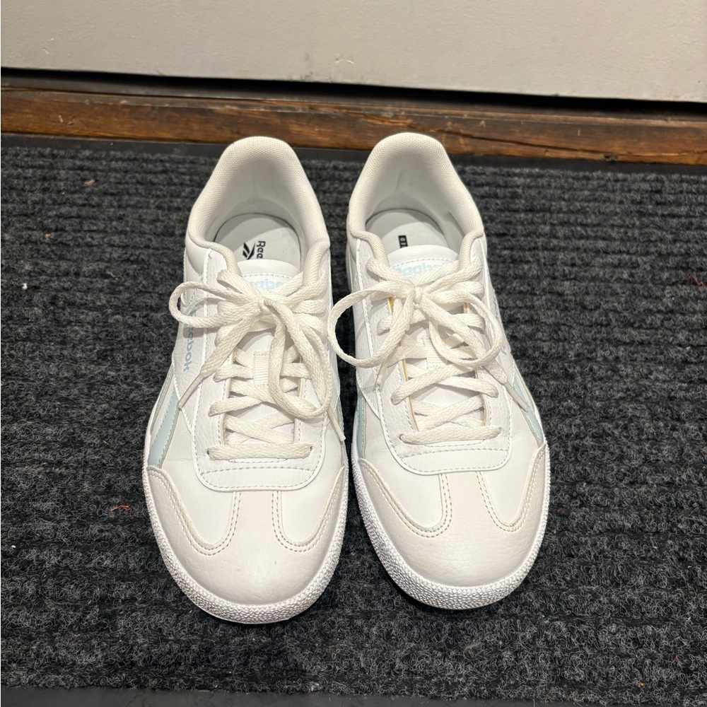 Reebok Classic White and Light Blue Sneakers
